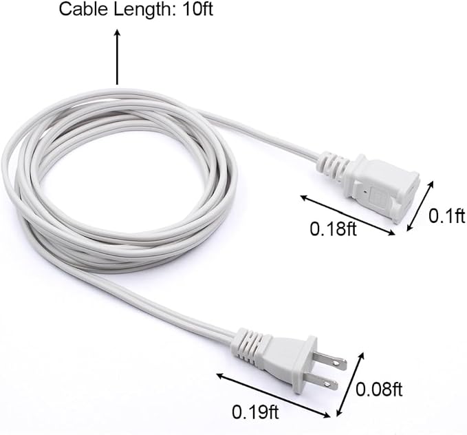 5Pack Extension Cord 10 FT, 2 Prong Power Cable - Image 7