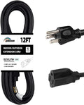 Indoor Outdoor Extension Cord Weatherproof, UL Certified, 10 Gauge 12FT Black 3 by HONDERSON