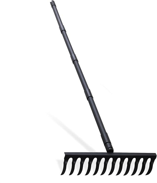 Pragmatist Bow Rake Heavy Duty 60" Metal Head Garden Rake with Adjustable Stainless Steel Handle Garden Tool for Loosening Soil Leveling Mulch Gathering Leaf