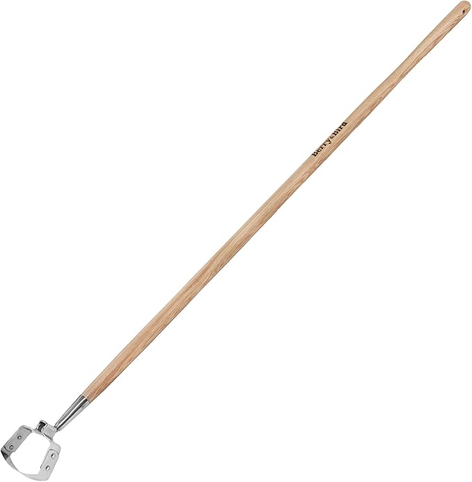 Berry&Bird Garden Weeder Hoe, 63'' Stainless Steel Hula Hoe for Weeding, Action Stirrup Hoe for Gardening Loop Scuffle Hoe with Wooden Long Handle Hand Weeder Tool Push Pull Dutch Hoe Heavy Duty