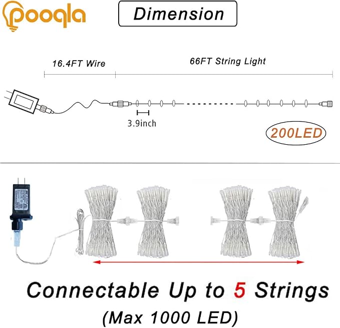 Pooqla Halloween Lights, 66 ft 200 LED Indoor Outdoor Halloween String Lights - Image 3
