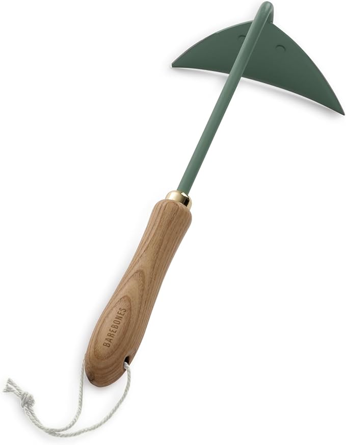 Barebones Triangle Hoe - Stainless Steel Blade Japanese Gardening Tools for Weeding Long Handle and Hand Hoe (Ash/Mint)