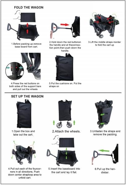 Collapsible Wagon Cart with Wheels Foldable,Folding Beach Wagons Carts Foldable for Grocery Shopping Camping Garden Fishing Sports