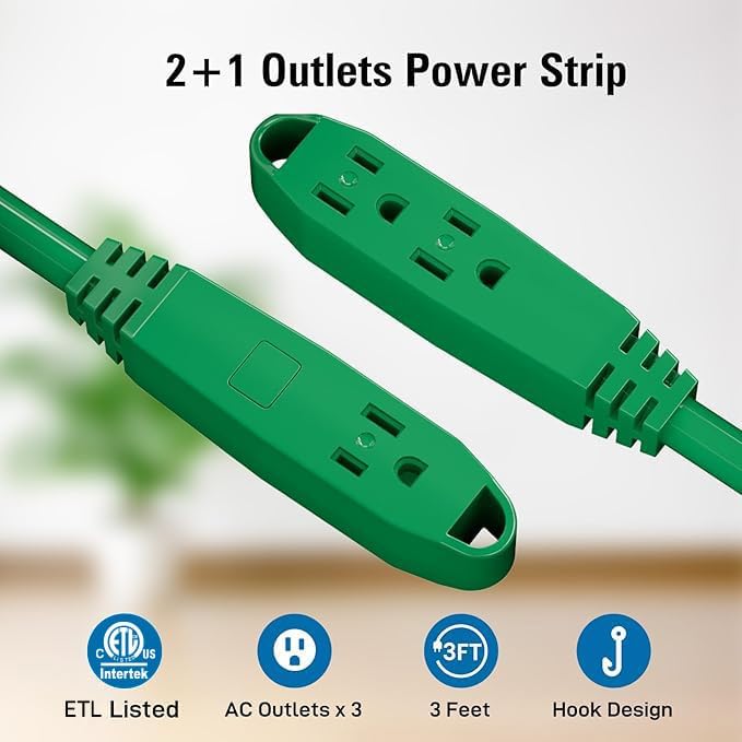 K KASONIC - 12-Feet 3 Outlet Extension Cord, UL Listed, 16/3 SJTW 3-Wire - Image 3