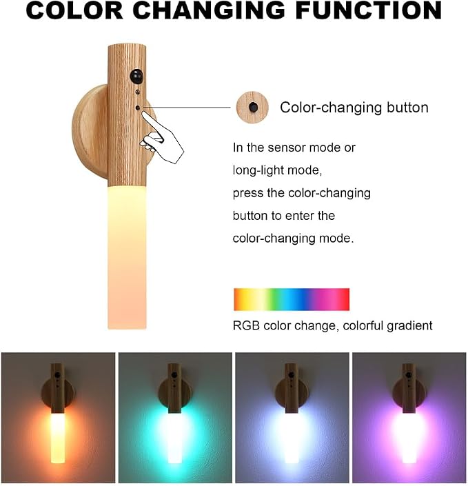 LANDGOO Motion Sensor Night Light RGB & Touch Control | USB-C Rechargeable Ash - Image 6