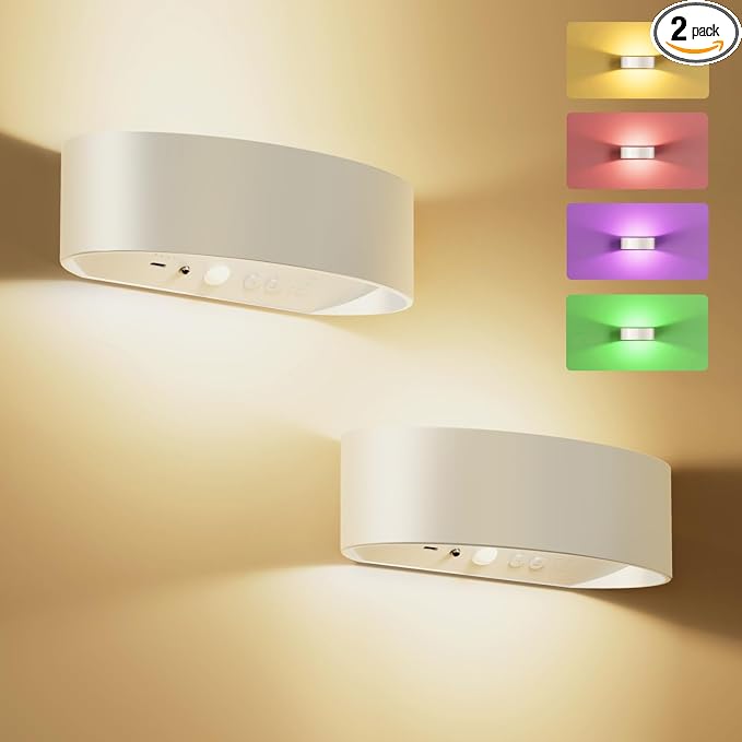 Motion Sensor Wall Light, 5000mAh Rechargeable Battery Operated Wall Sconces by WelcometoFULNIX