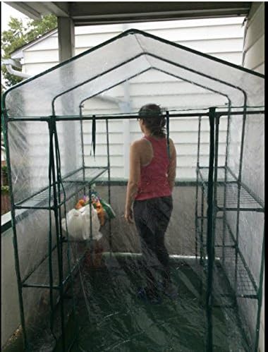 Greenhouse - Walk in Greenhouse with 8 Sturdy Shelves and PVC Cover for Indoor or Outdoor Use - 56 x 56 x 76-Inch Green House by Home-Complete