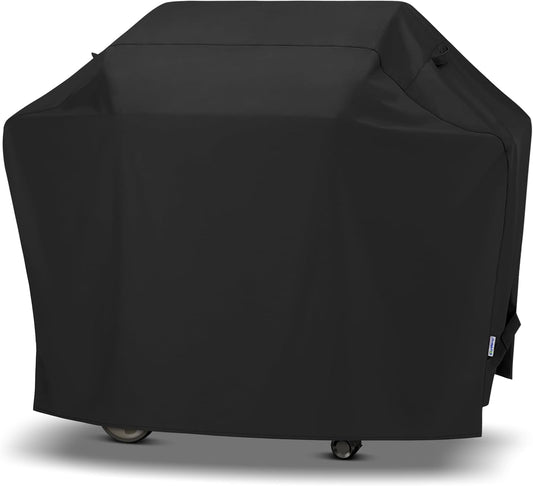 SunPatio Gas Grill Cover 60 Inch, Outdoor Heavy Duty Waterproof Barbecue Gas Cover, UV and Fade Resistant, All Weather Protection Compatible for Weber Charbroil Brinkmann Grills and More, Black