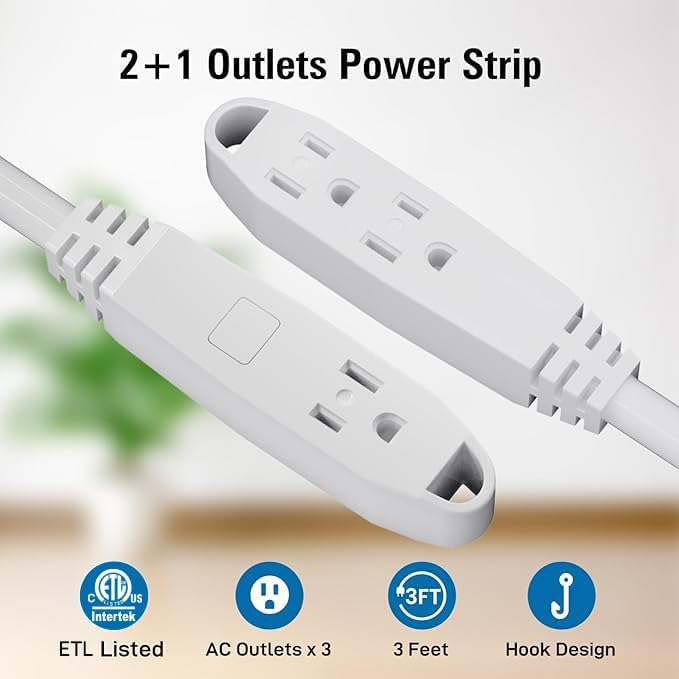 K KASONIC - 100-Feet 3 Outlet Extension Cord, ETL/UL Listed, 16/3 SJTW 3-Wire - Image 3