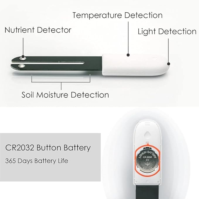 Soil Moisture Meter 4 in 1,Plant Water Monitor,Automatically detect Moisture/Temperature/Light/Fertility,Can Connect to Mobile Phone via Bluetooth,Hygrometer Sensor for Indoor Plants (3pc)