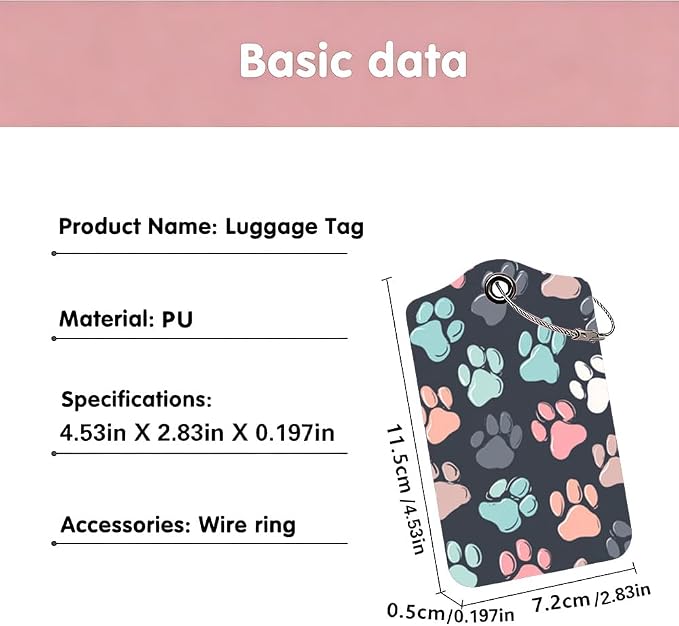 2Pcs Cute Dog Paw Luggage Tags for Suitcases, 2.83x4.53 Pet Lovers Travel ID - Image 3