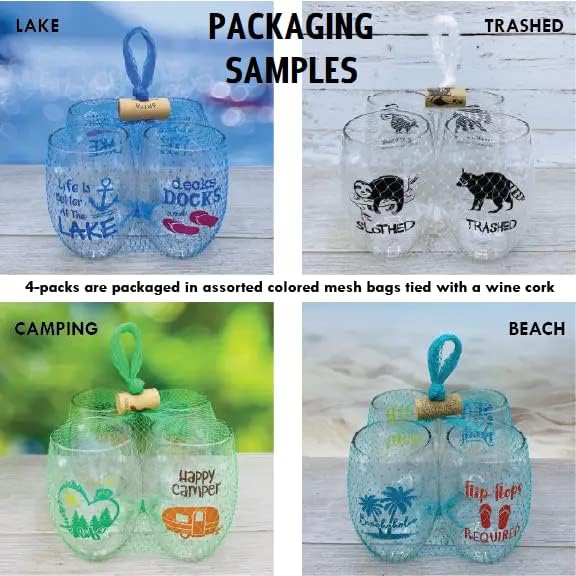 Set of 4 Shatterproof Designer 16 oz Plastic Wine Glasses MADE in the USA - Image 2