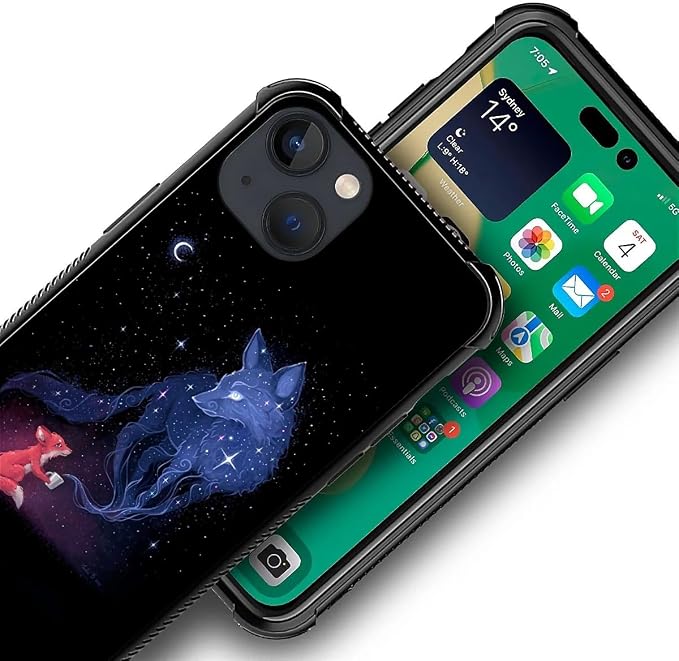 for iPhone 13 Case, Galaxy Fox Wolf Pattern Graphic Design Girl Boy Soft - Image 3
