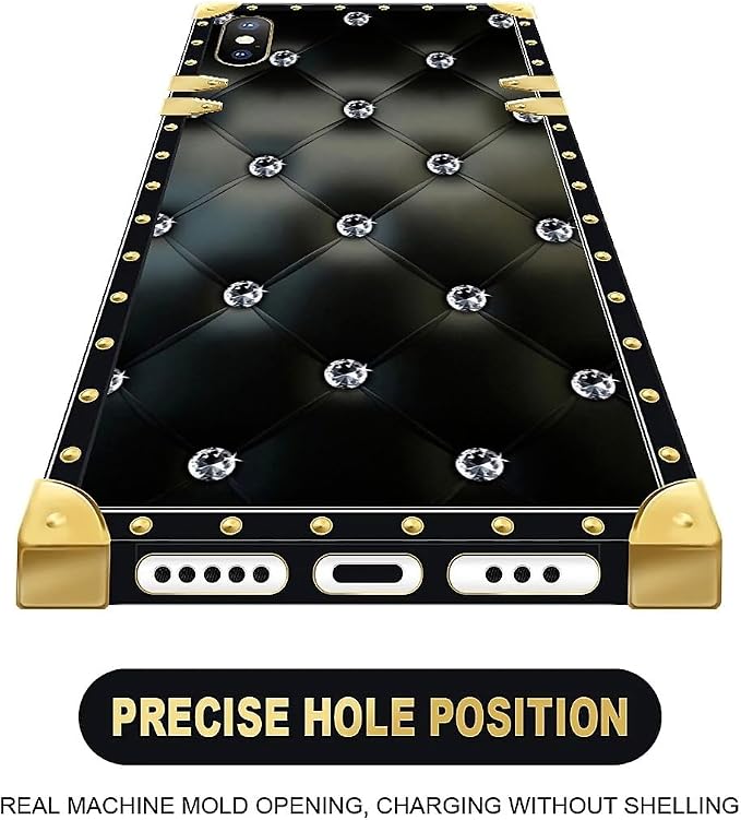 Compatible with iPhone Xs Max Case, Shiny Black Sofa Crystal Luxury Golden - Image 5