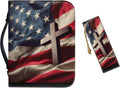 Small Bible Cover Case for Women Men American Flag and Cross PU Leather Bible by Unknown
