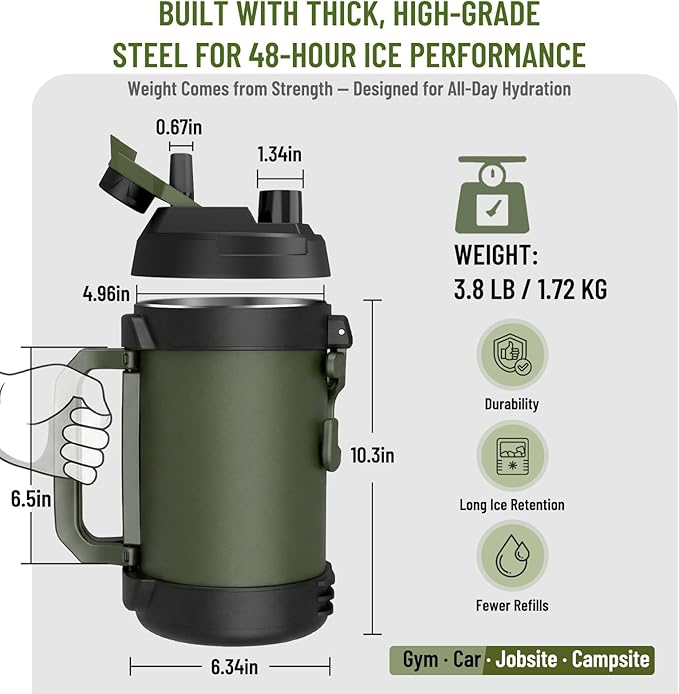 Hydraful Gallon Jug, 128oz Large Insulated Stainless Steel Sports Water Jug - Image 8
