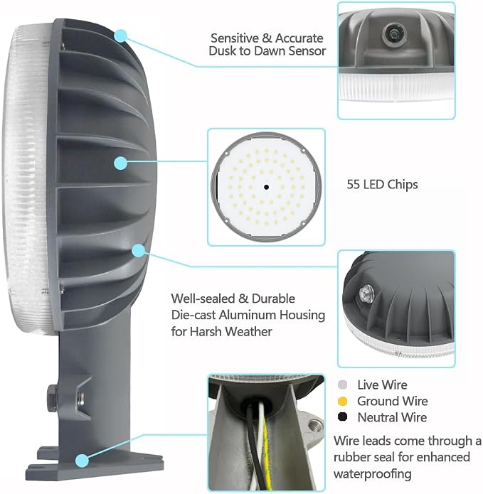 Owleye 6000LM Dusk to Dawn Outdoor Lighting LED Barn Light Security Lights - Image 8