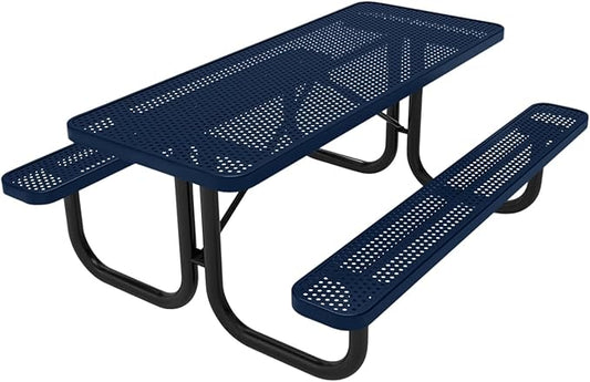 T6-P-TXTDBL Heavy Duty Rectangular Portable Picnic Table, 6 Ft, Textured Dark Blue, Made in America