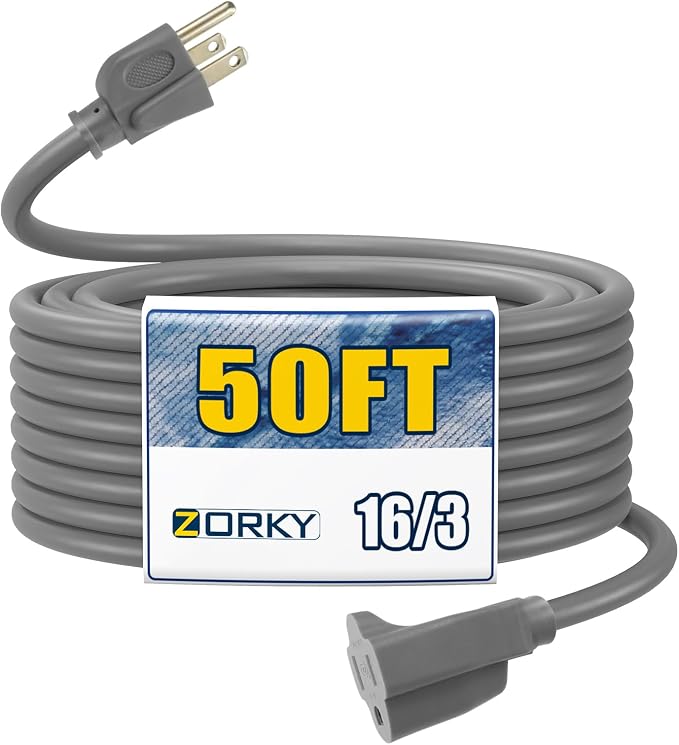 50ft Outdoor Extension Cord for Christmas Decorations- 16/3 Heavy Duty SJTW by Zorky