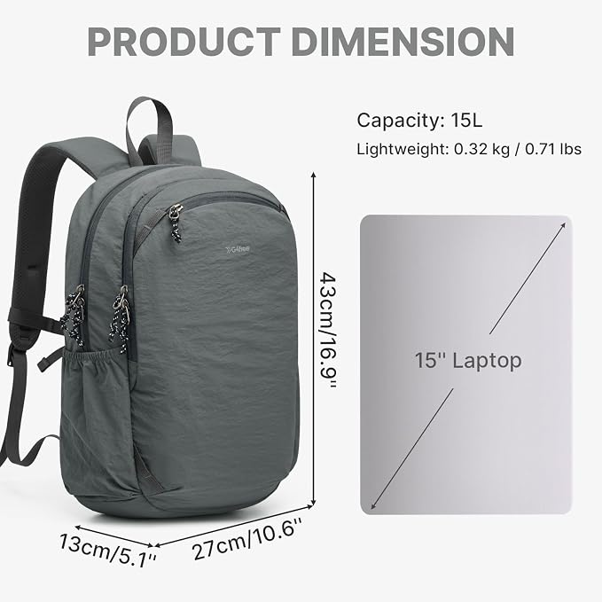 G4Free 15L Hiking Backpack Lightweight Small Travel Backpack Casual Daypack - Image 2