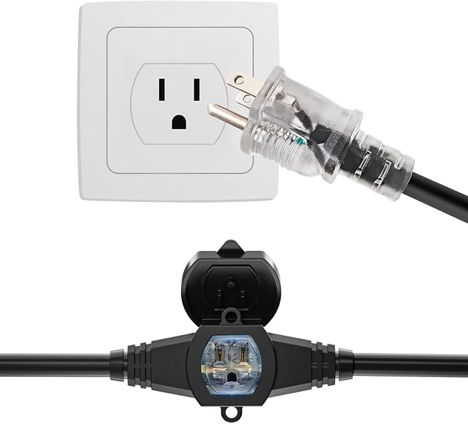 50FT Outdoor Extension Cord, 12 Gauge SJTW 5-15R Cable Male Plug to Female - Image 2