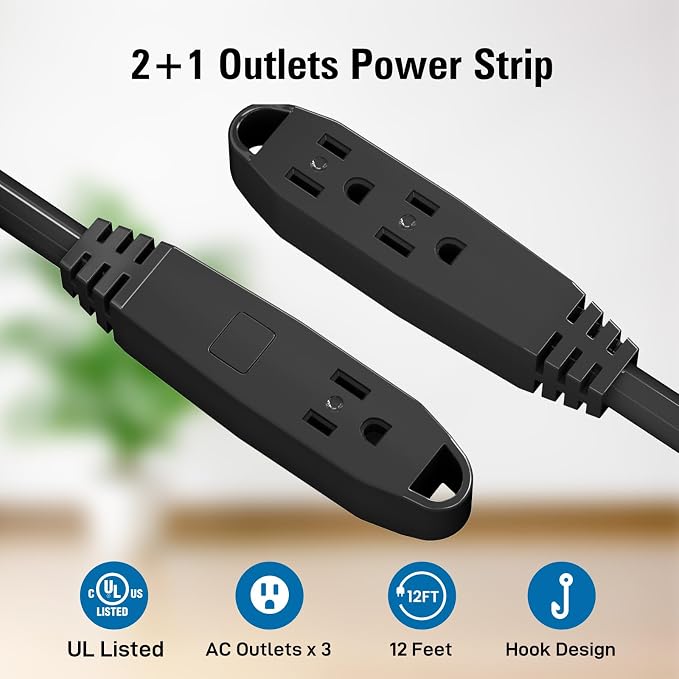 K KASONIC - 12-Feet 3 Outlet Extension Cord, UL Listed, 16/3 SJTW 3-Wire - Image 3