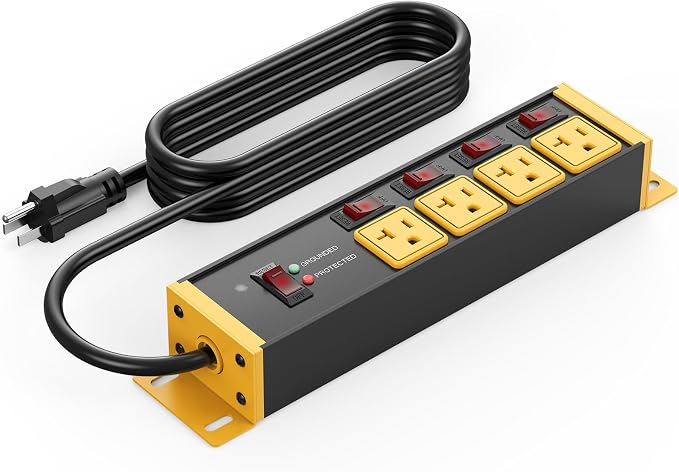 CCCEI Heavy Duty Surge Protector Power Strip 20 Amp Individual Switches. 4FT 12 by CCCEI