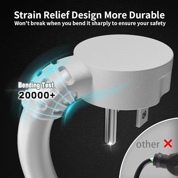 HUANCHAIN 14 Gauge 15 FT Flat Plug Extension Cord White Indoor Outdoor - Image 3