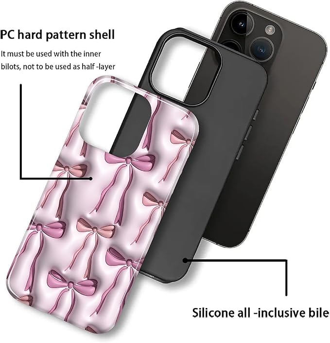 for iPhone 13 Pro Max Case, HL2 Abstract Ribbons Bows Hybrid 2 Layer Hard Shell - Image 3