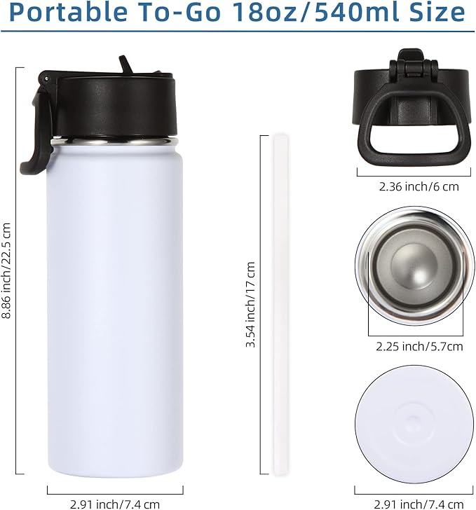 Volhoply 18oz Insulated Water Bottle Bulk 8 Pack, Kids Stainless Steel Water - Image 6