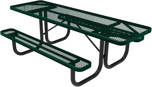 T8H2-DGRN Heavy Duty Rectangular Portable Picnic Table, Handicap Accessible on Both Ends, 8 Ft, Dark Green, Made in America