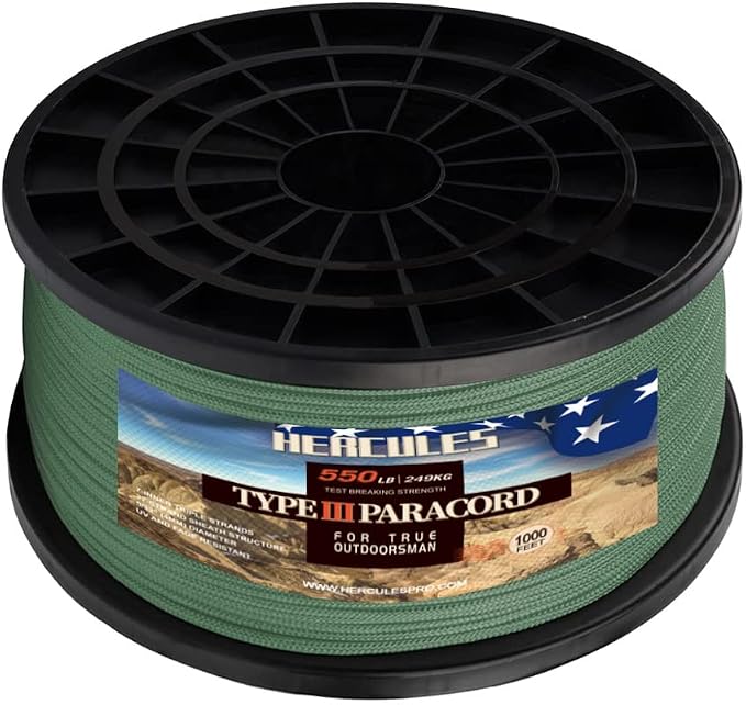 HERCULES Type III Paracord 550 Paracord Rope Parachute Cord, Survival Cord by HERCULES