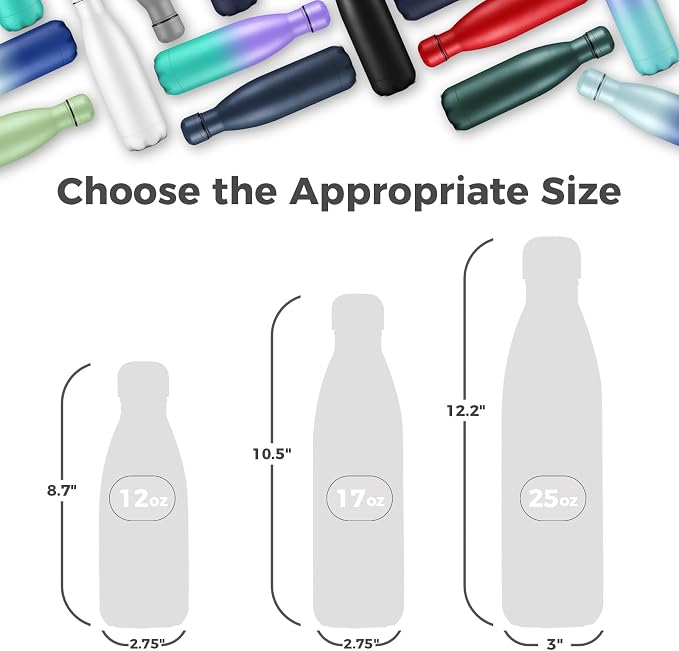 Volhoply 17oz Insulated Water Bottles MultiPack, BPA Free Water Bottle - Image 2