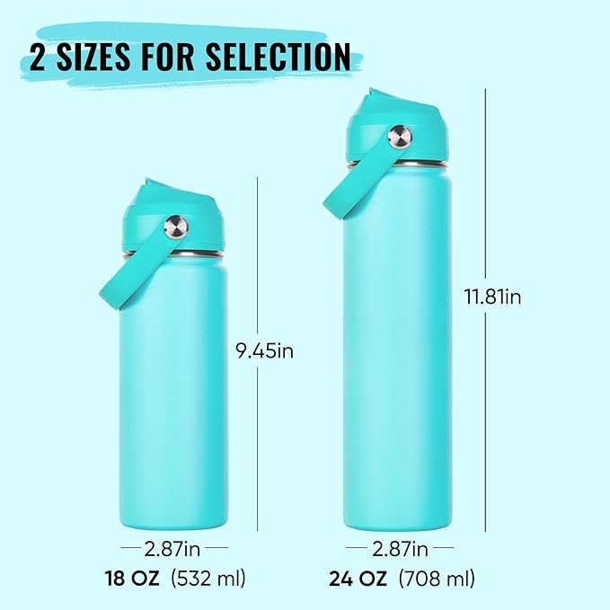 Fijinhom 18oz Insulated Stainless Steel Water Bottle, Wide Mouth Double Wall - Image 2