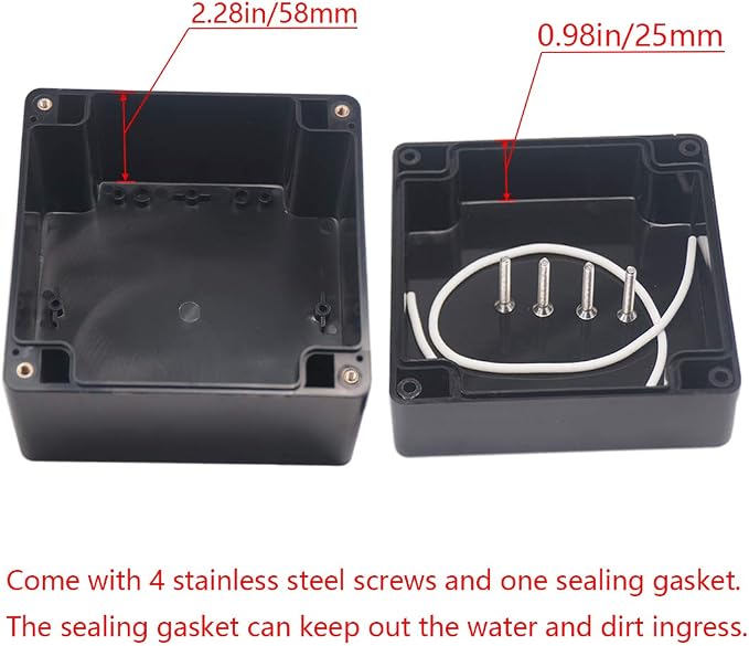 2 Pack Project Box IP65 Waterproof Junction Box ABS Plastic Black Electrical - Image 4