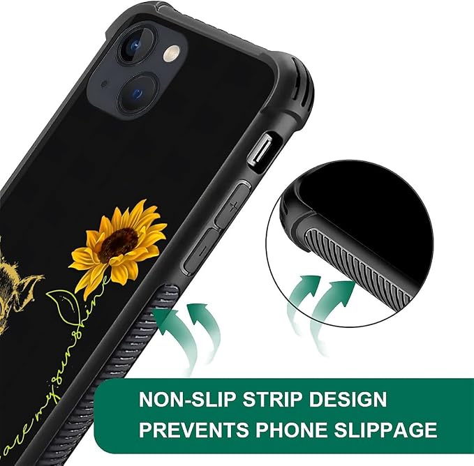 for iPhone 13 Mini Case, Pig Sunflower Yellow Sunshine Pattern Made of Soft - Image 5