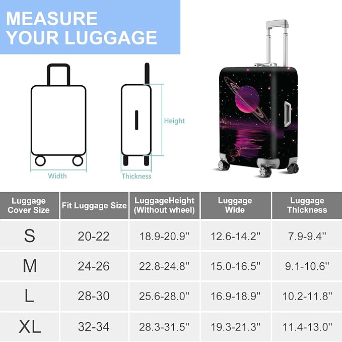 ANNA QUEEN Cosmic Purple Saturn Luggage Cover-Stretchable, Water Resistant & - Image 7