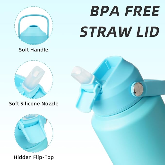 BJPKPK Water Bottle with Straw Lid, 32oz Vacuum Insulated Water Bottles - Image 2