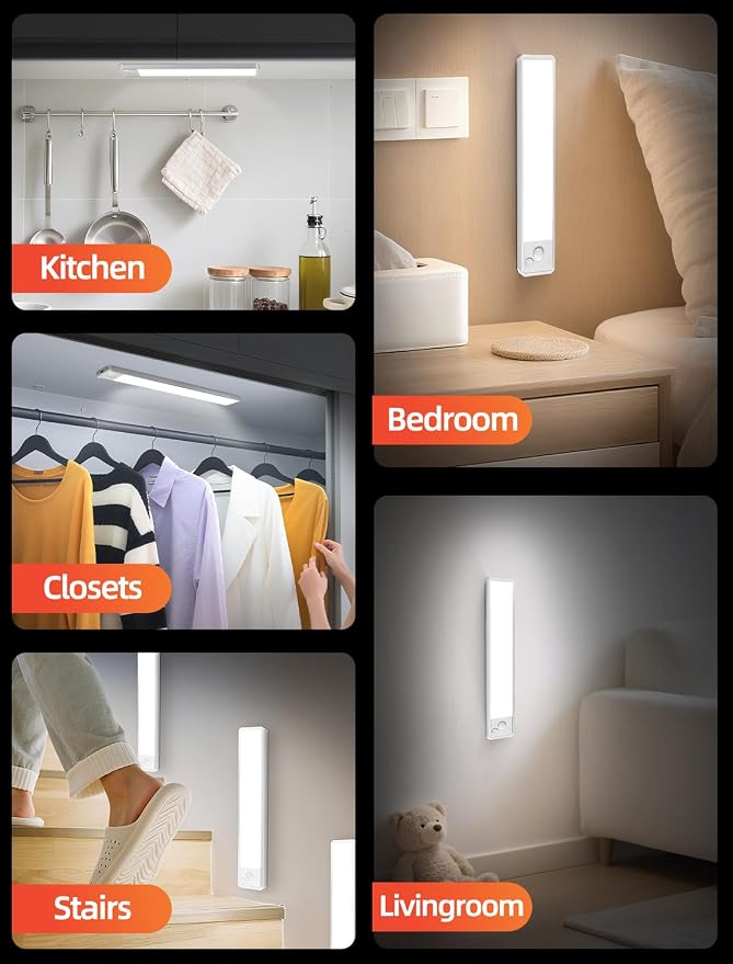 Under Cabinet Lighting: 10 Inch 3-Color Dimmable Rechargeable Motion Sensor - Image 8