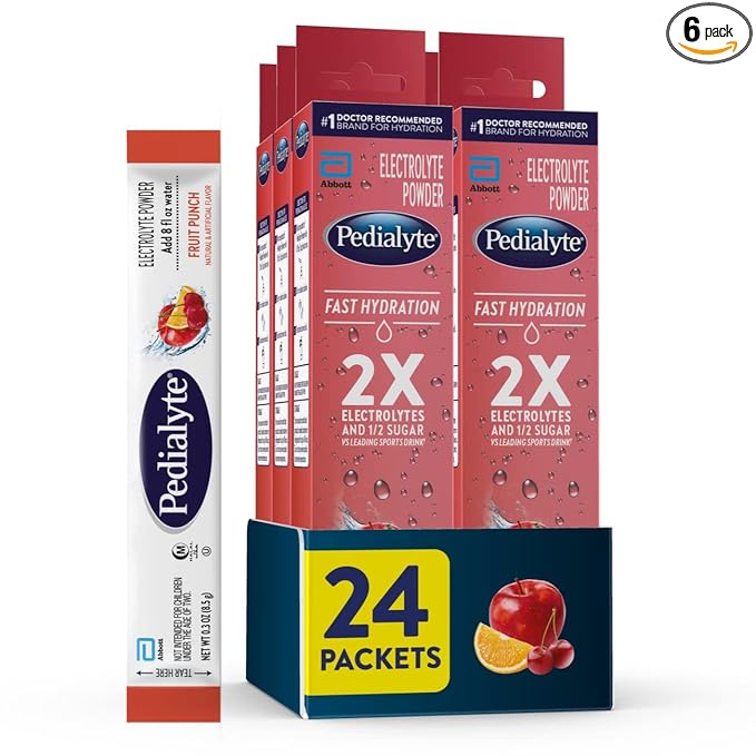 Pedialyte Fast Hydration Electrolyte Powder Packets, Fruit Punch, Hydration by Pedialyte
