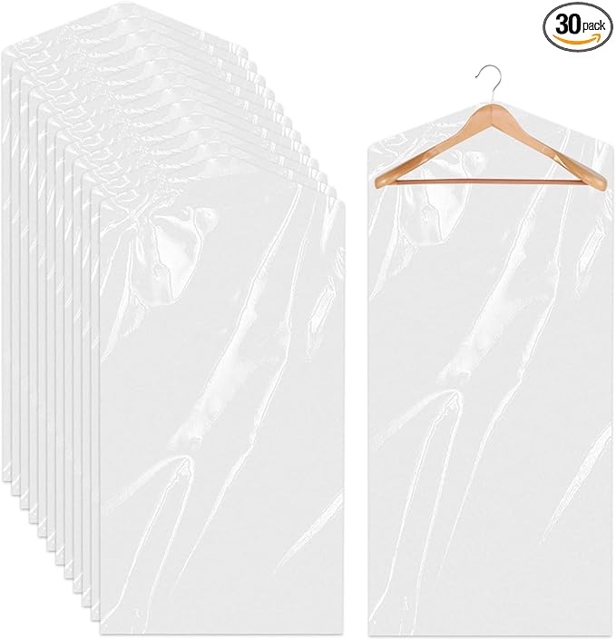30 Pack Clear Clothes Covers 60x90 cm Plastic Garment Bags by Sliverdew