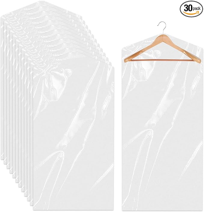 30 Pack Transparent Dust-proof Garment Covers Clear Clothes Covers by Sliverdew
