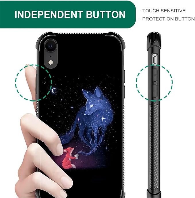 for iPhone XR Case, Galaxy Fox Wolf Pattern Graphic Design Girl Boy Soft - Image 4