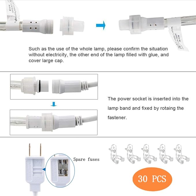 100ft LED Rope Lights Outdoor, 720 LED Connectable and Flexible Tube Lights - Image 5