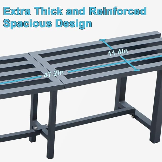 Chic & Robust 300 LBS Capacity Aluminum Plant Stand - Your Indoor & Outdoor Plant Display Solution, Size: L47.2 x W11.4 x H13.8 inch.