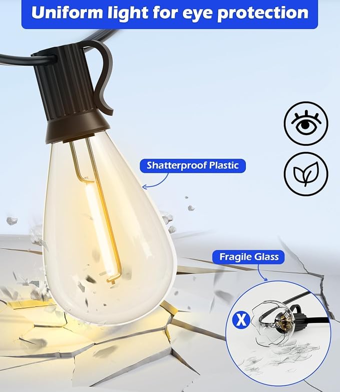 luckystyle 120FT LED Outdoor String Lights - Image 4