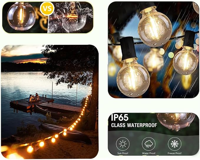 Lampat String Lights, LED 25 Light Bulbs 25Ft G40 Globe String Lights - Image 4