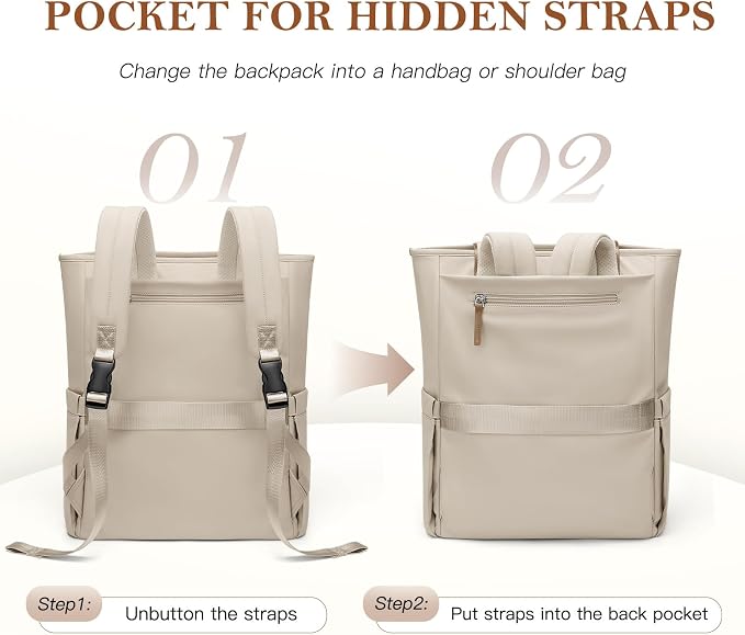 Convertible Laptop Backpack for Women Men Carry on Tote Backpack Teacher - Image 4