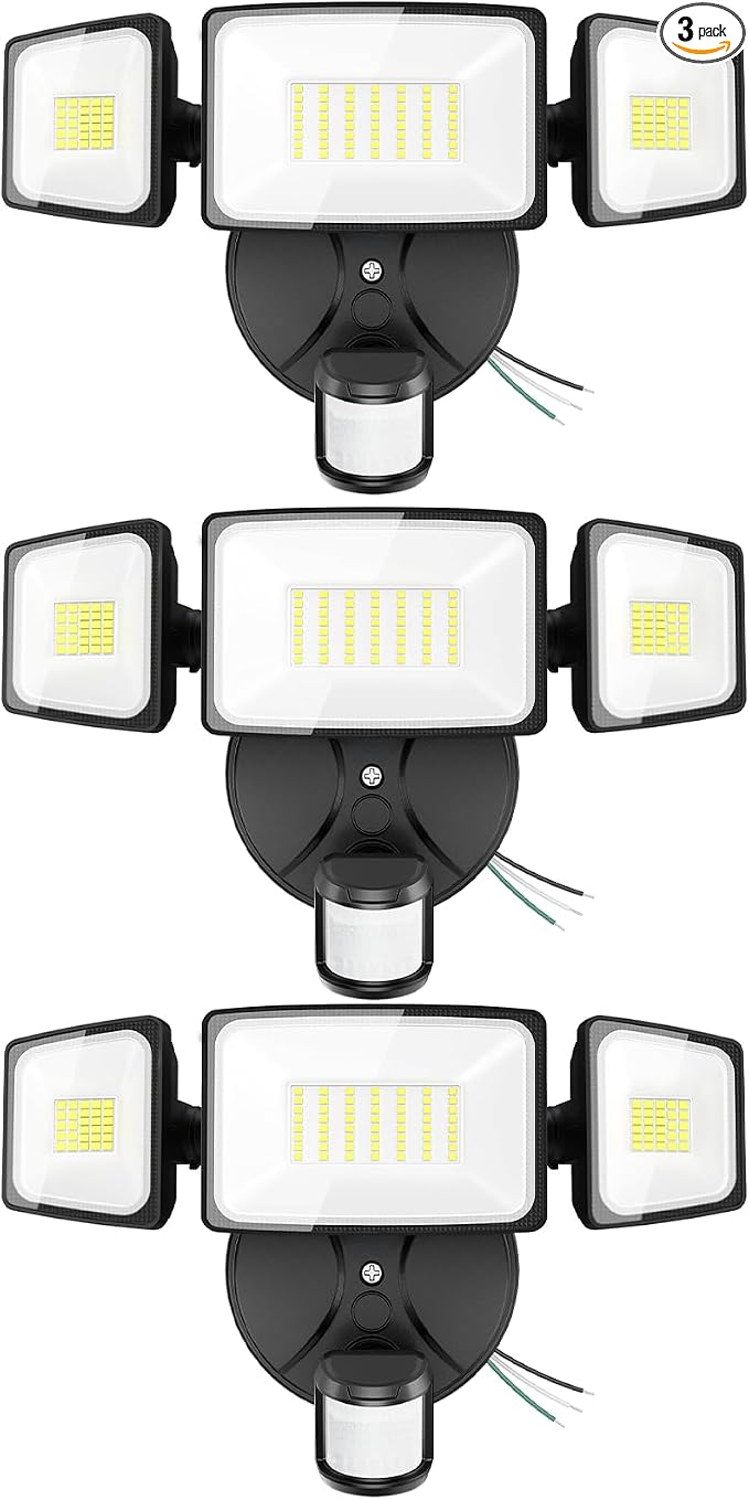 Onforu 3 Pack 75W Motion Sensor Outdoor Lights, 7000lm Dusk to Dawn Flood Light by Onforu