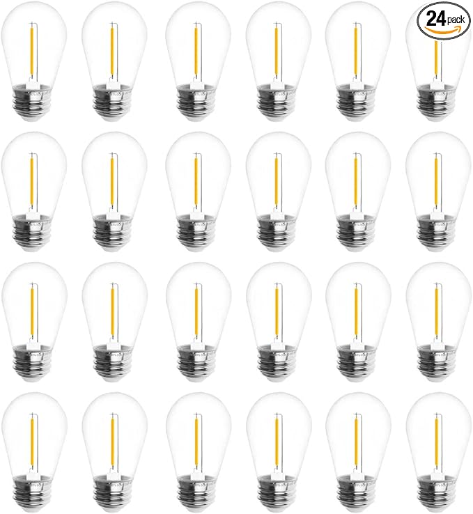 Jslinter 24-Pack LED 1W String Light Bulbs, S14 Plastic Shatterproof Edison by Jslinter